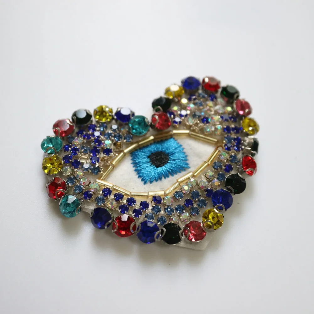 1pc beaded embroidered eye Patches for Clothing sew on rhinestonen eyes parches Appliques Decoration Badge parche