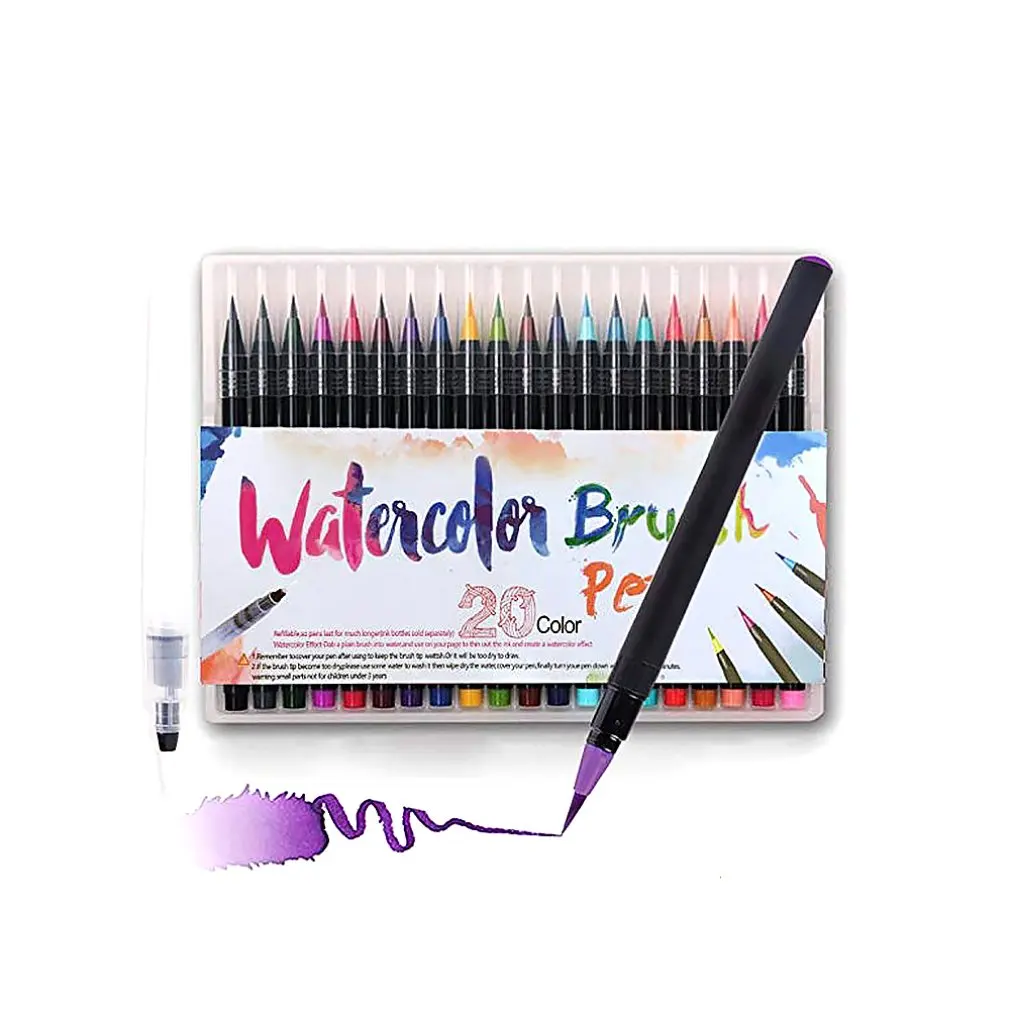 

20 Color Watercolor Pen Color Soft Head Brush Creative Calligraphy Pen Soft Pen Water Water Color Tap Water Brush