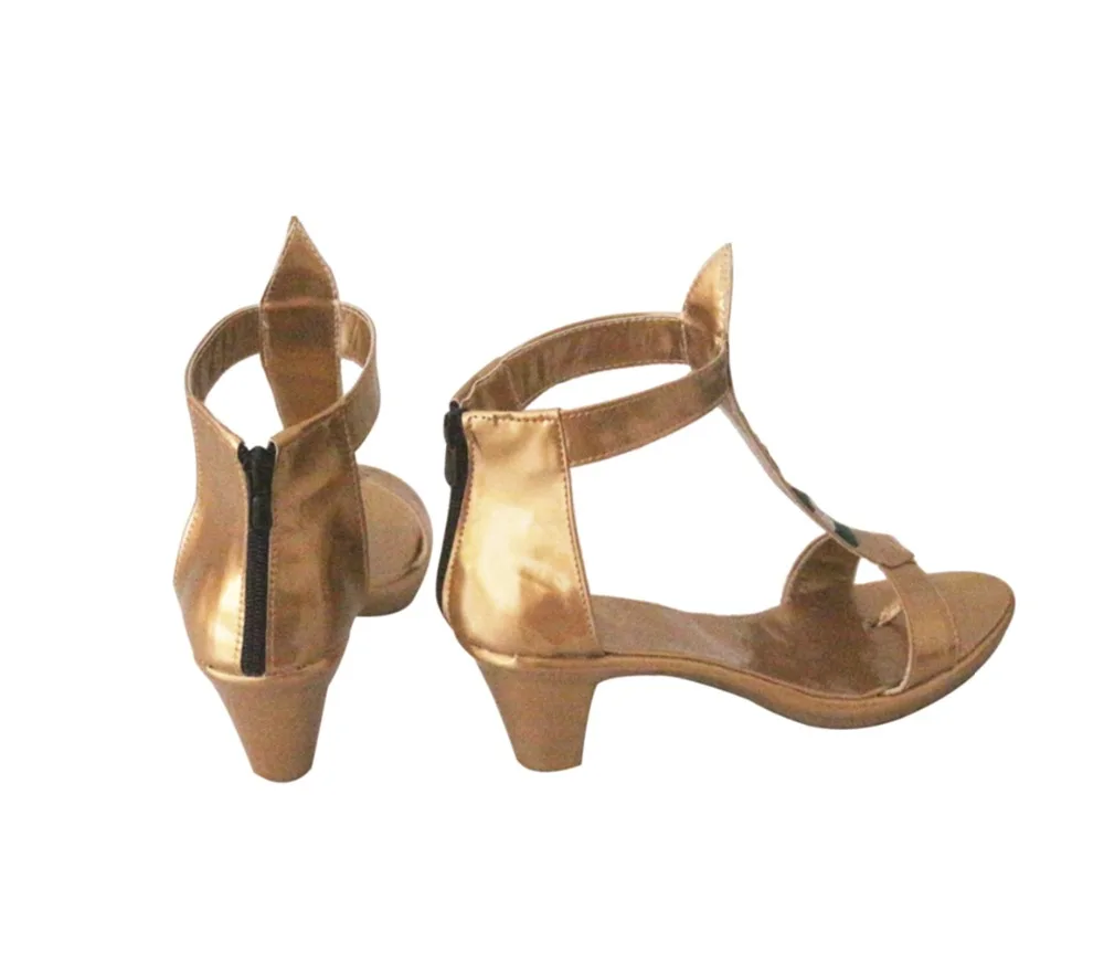Aladdin Jasmine Princess Cosplay Shoes Golden Sandals Custom Made (4)