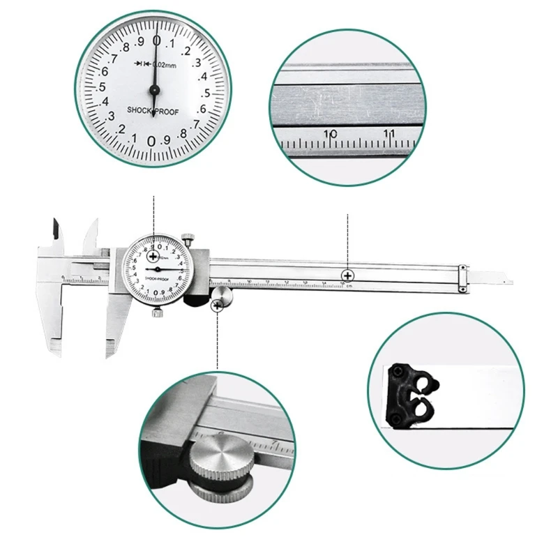 US $20.74 Metric Gauge Precision Dial Vernier Caliper Measuring Tool 0150mm ShockProof Carbon Steel Multifunctional Ruler