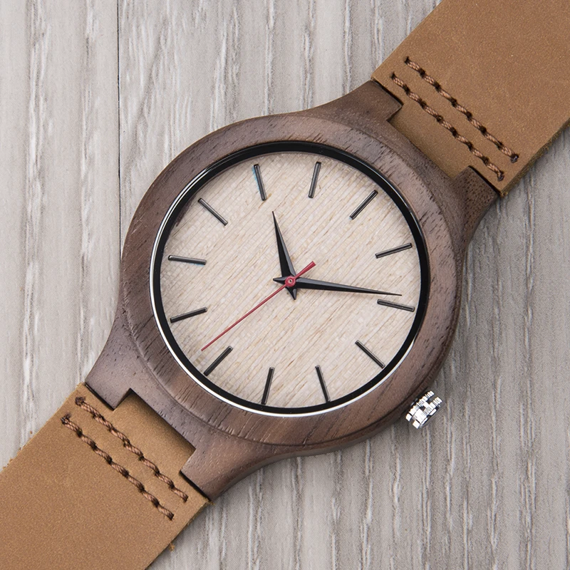 Додо олень деревянный мужской часы продвижение кожа частный логотип дерево часы для мужчин кварцевые доступен дропшиппинг A13-6