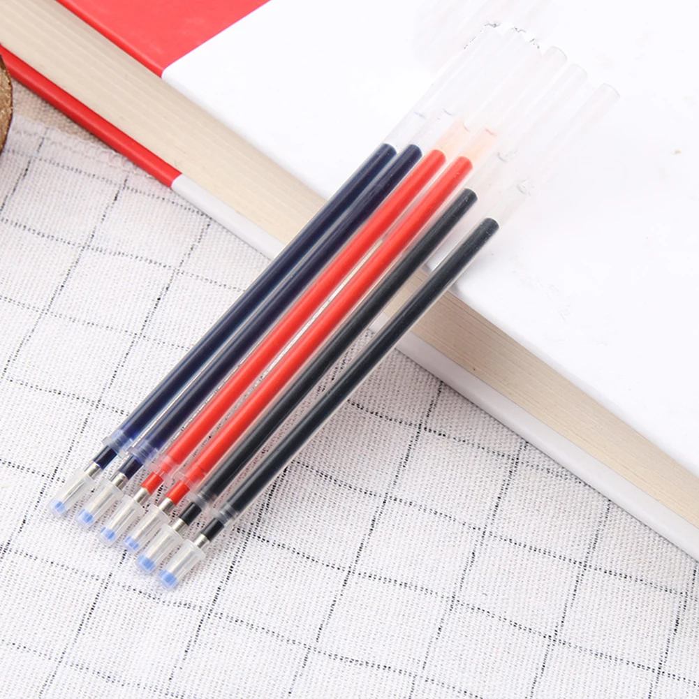 100 шт 0,5 мм черный синий красный гель Сменные стержни для ручек гладкие для письма для офиса канцелярские принадлежности