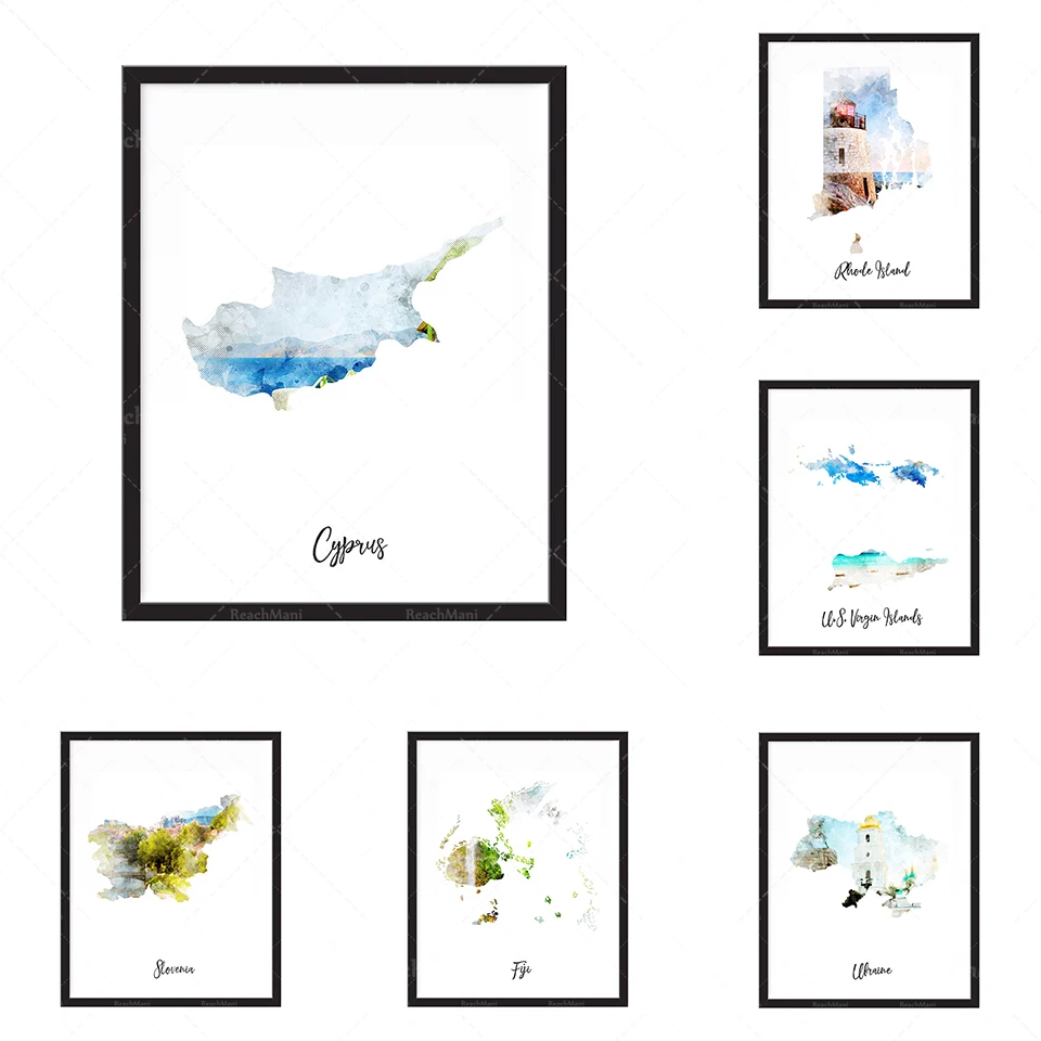 Bhoutan Aquarelle Carte Imprimer-Etat, Carte Paga, Carte, Voyage, Impression, Affiche Murale Art Home Decor Grand Mur Art Gicl