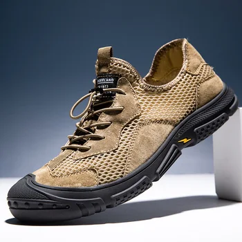 남성용 통기성 하이킹 신발, 전문 트레킹 스니커즈, 캠핑 신발, 야외 미끄럼 방지 메쉬 관광 스니커즈, 2023 신제품
