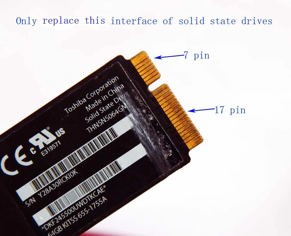 M.2 NGFF SSD до 17+ 7 Pin плата адаптера для MacBook Air 2012 для Macbook AIR 2012 A1466 A1465 MD223 MD224 MD231 MD232 SSD M2
