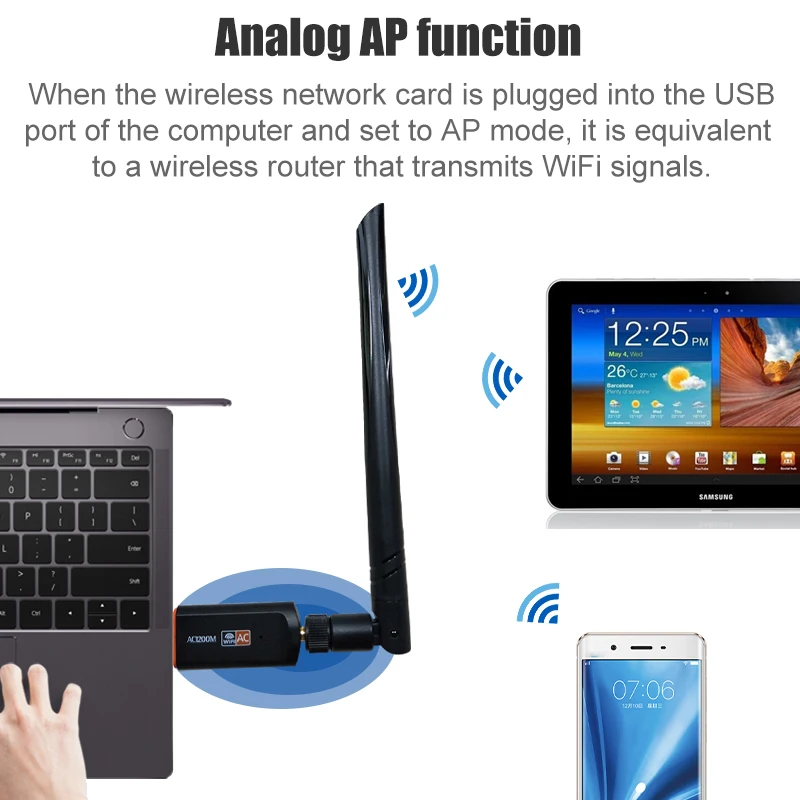 1200m 5db Беспроводной внешний ethernet 802.11ac ноутбук usb 2 4g 5g Настольный Wi Fi адаптер