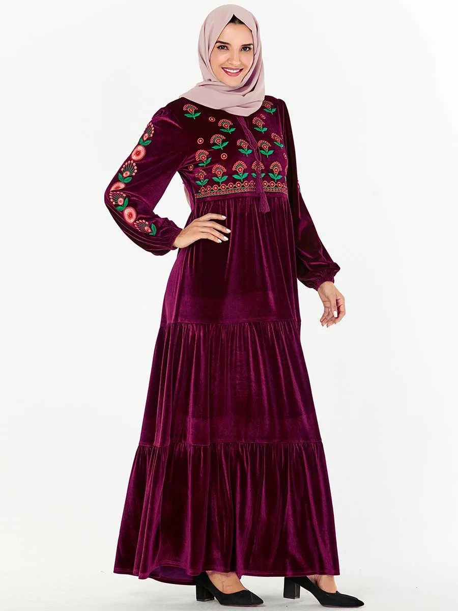 Элегантное мусульманское платье макси абайя хиджаб с вышивкой Vestidos кардиган-кимоно длинные халаты Jubah Ближний Восток Eid Рамадан исламский