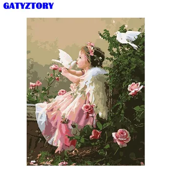

Frameless DIY Painting By Numbers angel oil paint by numbers kits Wedding Decoration Bedroom Decor Canvas Painting oil painting