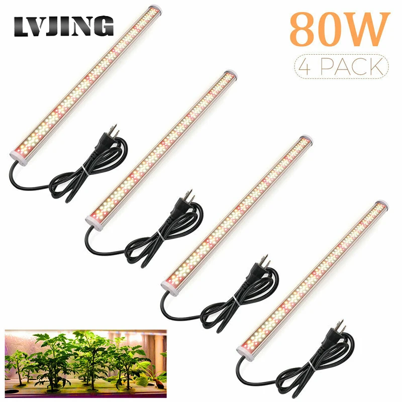  4pcs 80W Full Spectrum Led Grow Light Phyto lamp Tube Bar Led Strip for Indoor Greenhouse Plant Flo - 4000155632383