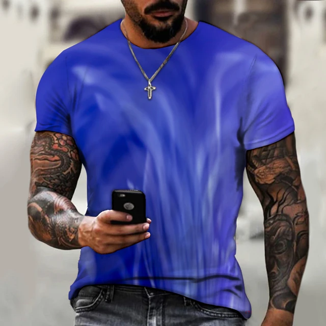 2022 Summer New Fashion Trend Street Men's Clothing, 3d Printing Abstract Art, Street Hip-hop Style Loose Casual Short Sleeves CTZ2329