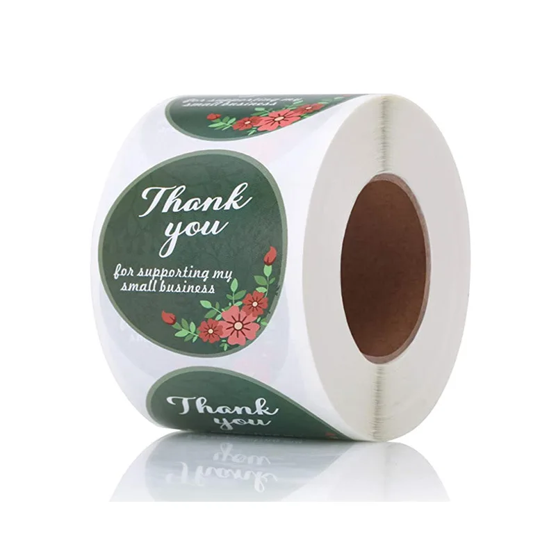 1 inch round flower thank you label sticker customers for supporting our small business stationery 500pcs | Канцтовары для офиса и