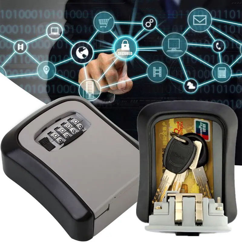 Высокая-класс Сейф Secure настенный ЖК-дисплей настенный металлический ящик для ключей с паролем Коробка Чехол