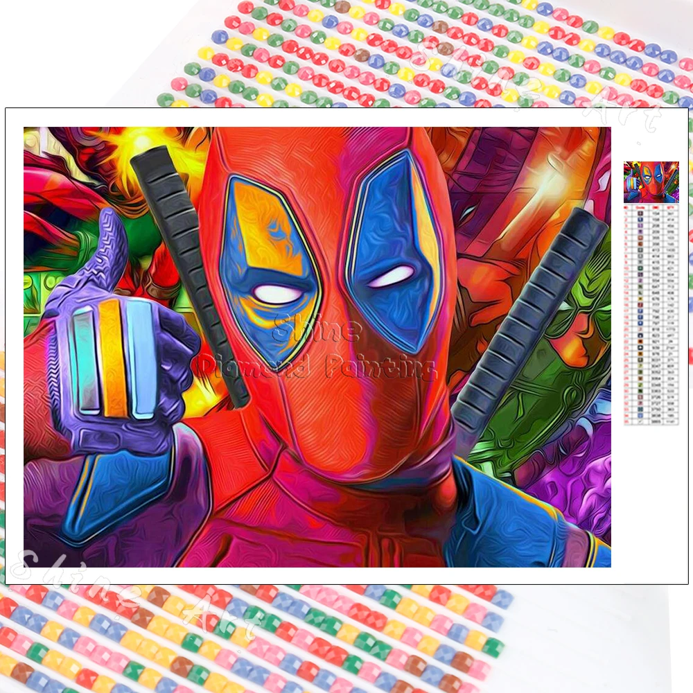 Diamond Painting Marvel Colorful Deadpool 5D DIY Art Mosaic Embroidery Hobby Crafts Full Drill Wall Sticker Home Decoration Gift | Дом и сад