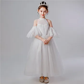 

White Long Flower Girl Christening Host Ball Gowns Weddings Events Party Dress Kids Pageant Birthday Princess Dresses Daminha