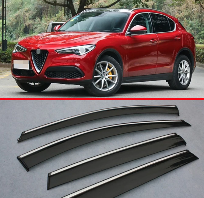 

Window Wind Deflector Visor Rain/Sun Guard Vent For Alfa Romeo Stelvio 2017 2018 2019 Car Accessories Stickers