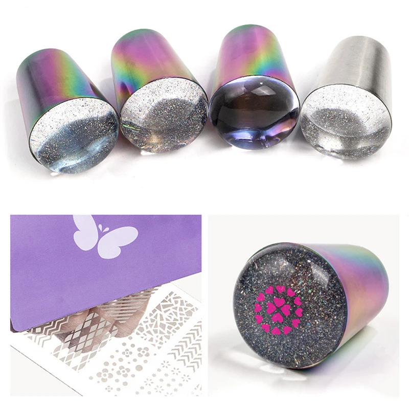 

Handle Holographic Transparent Nail Stamper for Stamping Plate Clear Jelly Silicone Stamper Head Nail Art Templates Tool