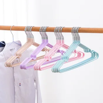 

5Pcs/Set Dip Plastic Hanger Non-Slip Metal Shirt Hook Windproof Children Clothes Drying Rack Bedroom Closet Wardrobe Organizer