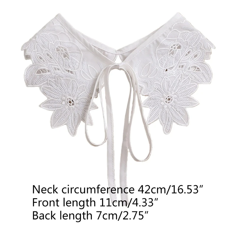Womens Hollow Out Dragonfly White False Fake Collar Lolita Jacquard Floral Lace Big Shawl Necklace Short Poncho Capelet M19 21 |