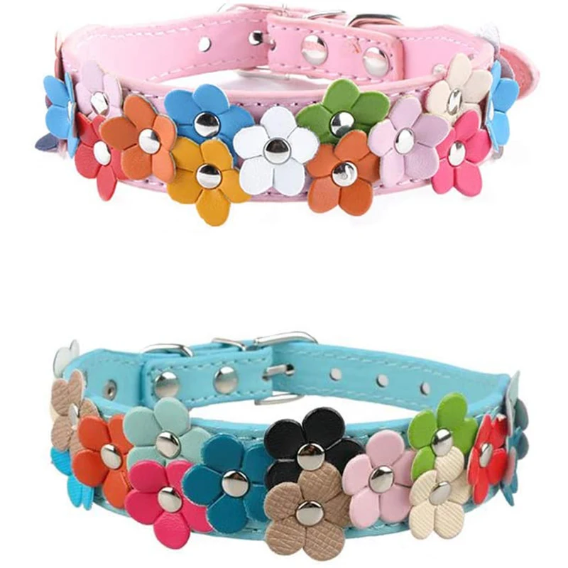 Ошейник для собак из искусственной кожи с цветной радужной регулируемой пряжкой