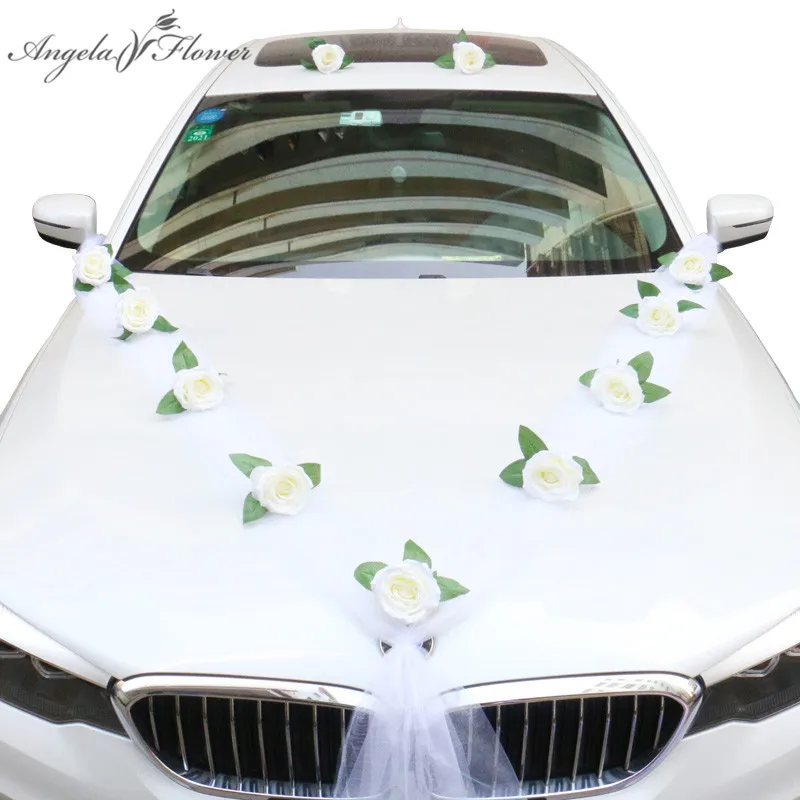 DIY для создания искусственных цветов белый свадебный автомобиль украшения