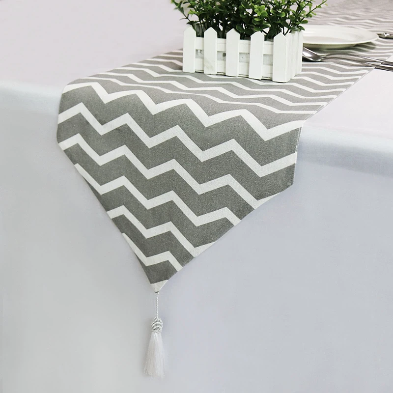 Cotton Modern Striped Table Runner