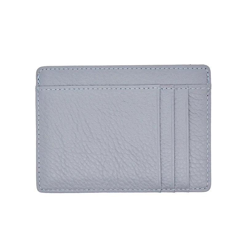 9 Pockets Cowhide Genuine Leather ID Card Holder Plus Size Litchy Grain Candy Color Slim slots Card Case Custom NAME LOGO - Цвет: light blue