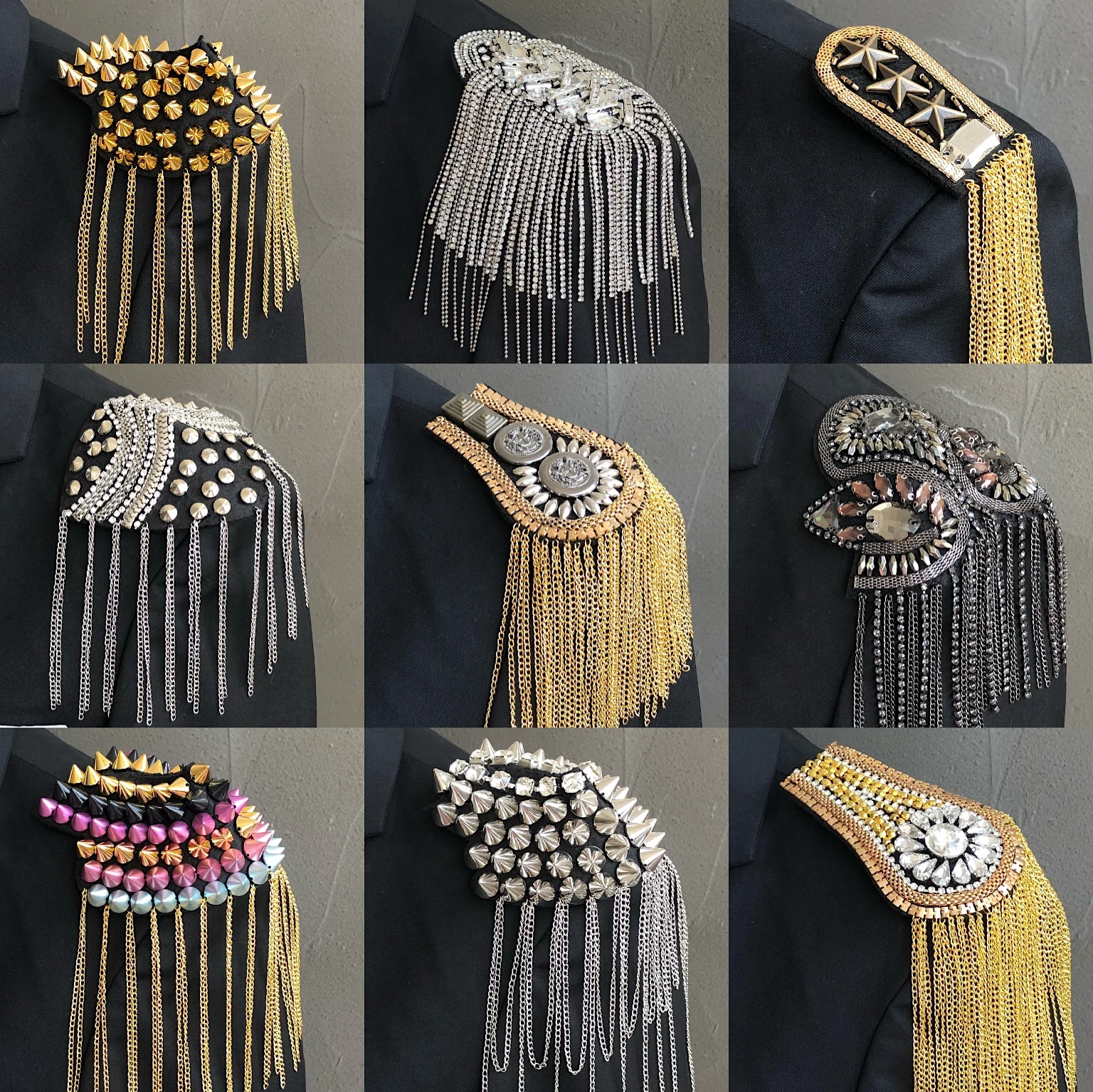one piece breastpin tassels shoulder board mark knot Epaulet patch metal patches badges applique for clothing SC-2555 | Дом и сад