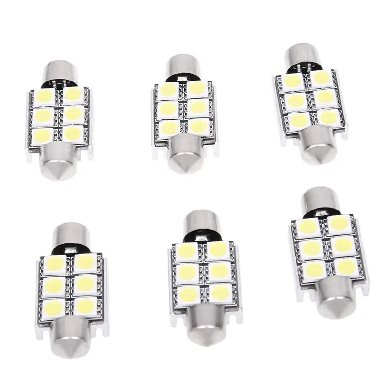 6x36 мм Can bus 6SMD 5050 Светодиодный светильник для номерного знака с фестонным куполом