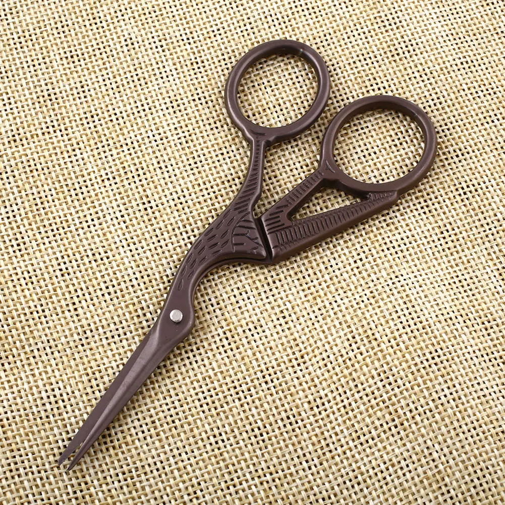 Stainless Steel Crane Shape Cross Straight Scissors Shears Embroidery Vintage