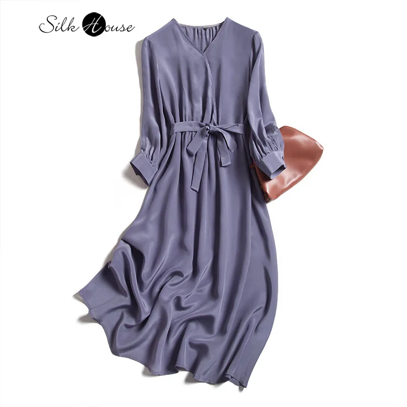 Silk Silk Dress Female Fall 2020) New Long-Sleeved