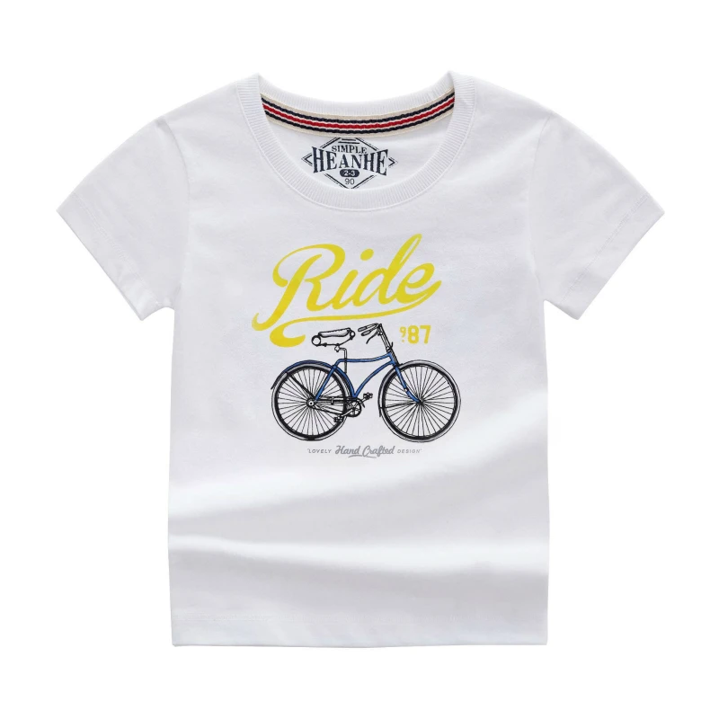 

Summer T Shirt For Boys Kids White Tops Bicycle Children Clothes T-shirts For Boys Short Sleeve T Shirts 7-13y
