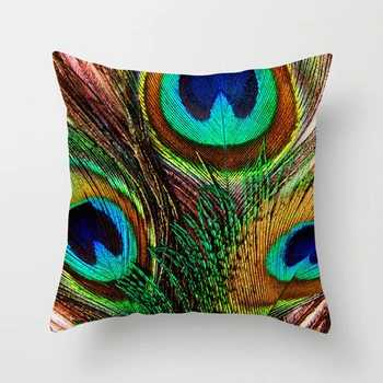 

Peacock Feather Animal Pattern Throw Decorative Pillow Case Bird Flowers Printing Peach Skin Velvet Cushion Cover 45cmx45cm