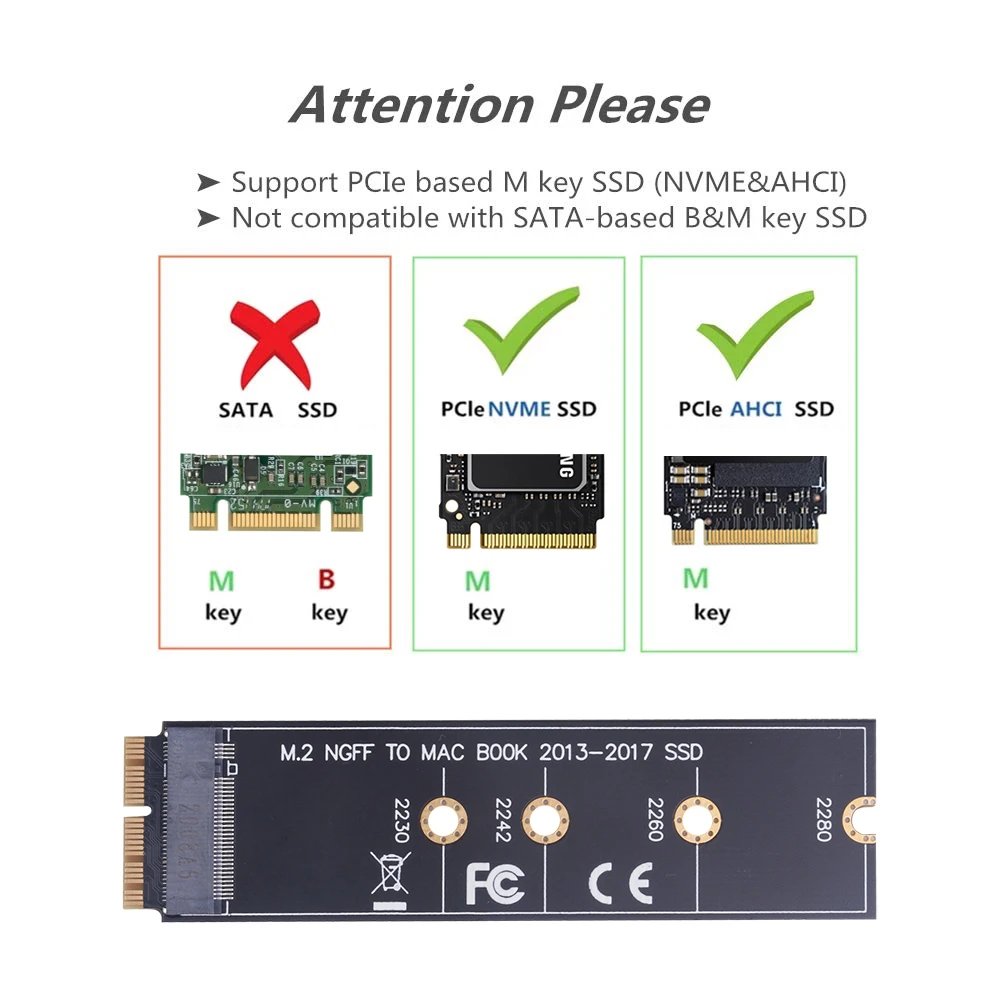 Enzovoorts Literaire kunsten gekruld Hot Sale M.2 NVME PCIe SSD Convert Adapter Card for MacBook 2013 2017 NVME/AHCI  SSD Upgraded Kit For A1465 A1466 A1398|Computer Cables & Connectors| -  AliExpress