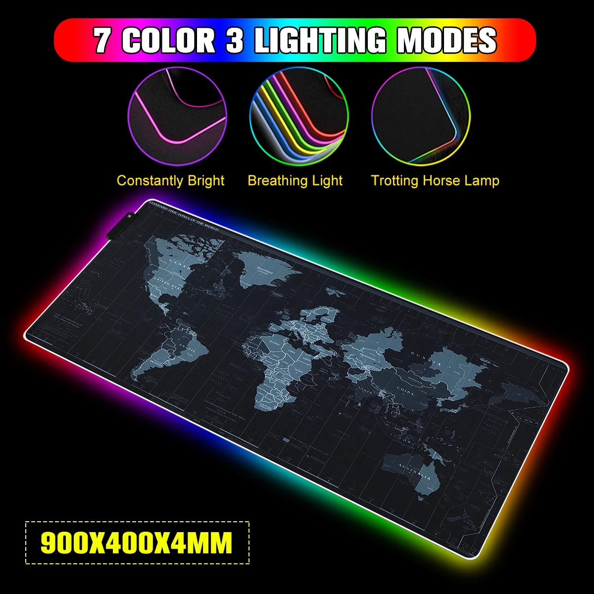 RGB игровой коврик для мыши геймер большой коврик для мыши светодиодный светильник USB клавиатура красочный настольный коврик для мыши Коврик для ПК ноутбука Настольный