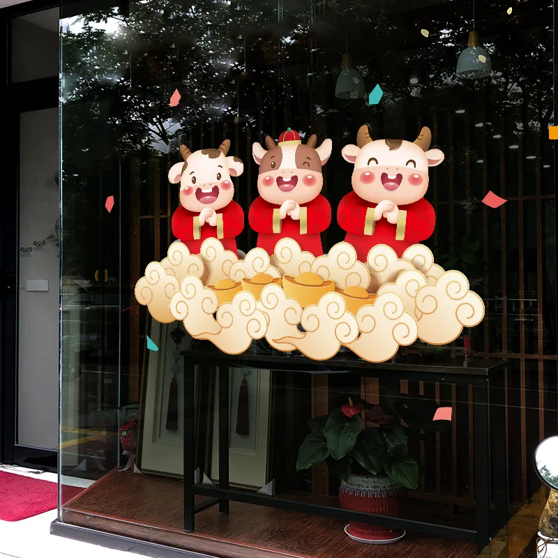 Dicor Genuine One Piece Cartoon Wall Stickers Spring Festival 21 New Year Decoration Wallpaper Self Adhesive Removable Qt1767 Wall Stickers Aliexpress