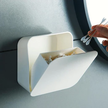 

Wall-mounted Paste Sealed Storage Box Plastic Square Finishing Storage Small Box Cosmetic Tableware Toothbrush Box