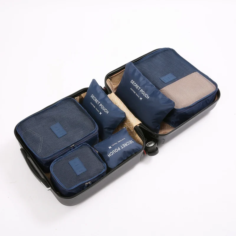 Small Navy 6Pcs Cosyde Новинка 7 шт./компл. высококачественная ткань Оксфорд MS сетчатая, для путешествий сумка в сумке органайзер для багажа Упаковка объемный органайзер для одежды - Цвет: Small Navy 6Pcs