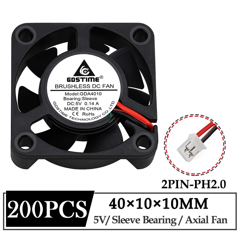 N A Cooling Fan for DC Fan 12V 4010S 2 Pin 40x40x10mm Brushless DC Cooling Blade Fan 