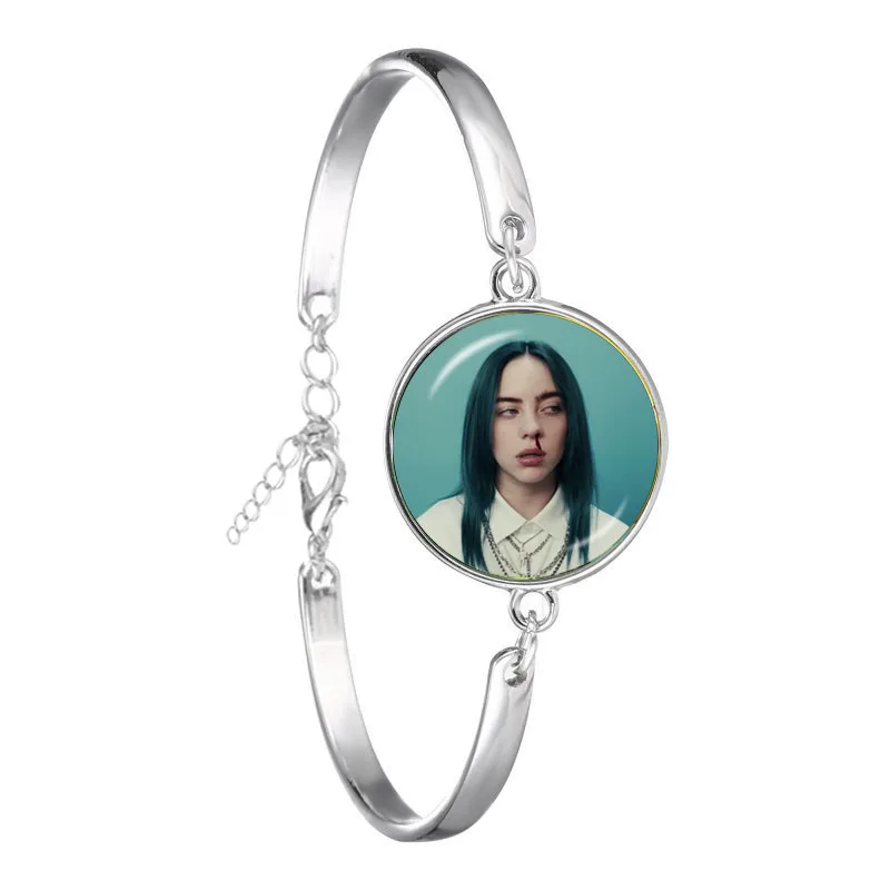 Хип-хоп цепочка со скрипичным ключом браслет Billie Eilish Art Picture 18 мм бижутерия со стеклянными кабошонами для женщин девочек музыкальные фанаты подарок - Окраска металла: 24