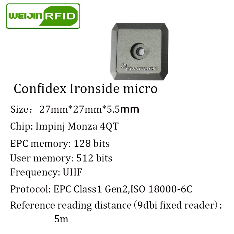 UHF rfid металлическая бирка confidex ironside micro 915m 868m Impinj Monza4QT EPC 100 шт Прочная ABS умная Пассивная RFID Метка