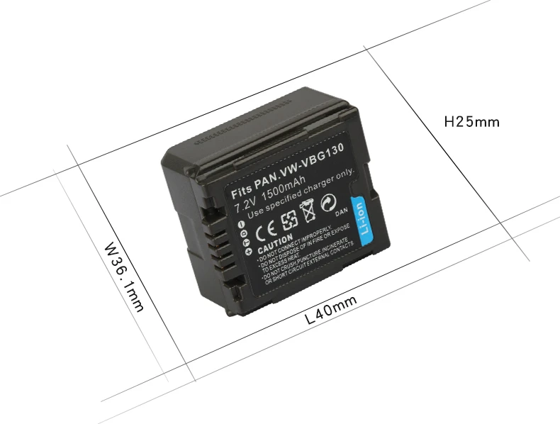 VW VBG130 Camera Battery 1500mAh For Panasonic VW-VBG130 VW-VBG070 VW-VBG260 SDR-H20 SDR-H28 SDR-H258 HDC-SD1 Batterie