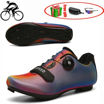 

Self-Locking Road Cycling Shoes Men sapatilha ciclismo new bike shoes 5D night vision colorful bike non-locking riding shoes