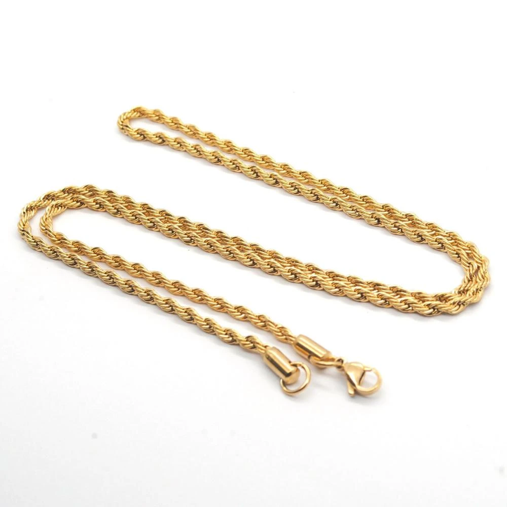 Wholesale Jewelry -- 50/60/70 Cm 316l Titanium Steel Long Rope ( 3 Mm Width  ) Necklaces For Men No Fade Gold / White - Necklace - AliExpress