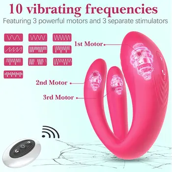 New Couple Vibrator Triple Vagina Stimulator With Wireless Remote Control Rechargeable Vibrating Clitoris Sex Toy for Couple Fun 2