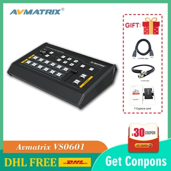 

Avmatrix VS0601 Mini 6 Kanaals Sdi/Hdmi Multi-Formaat Video Switcher Met T-Bar, Auto, cut Overgangen En Veeg Effecten