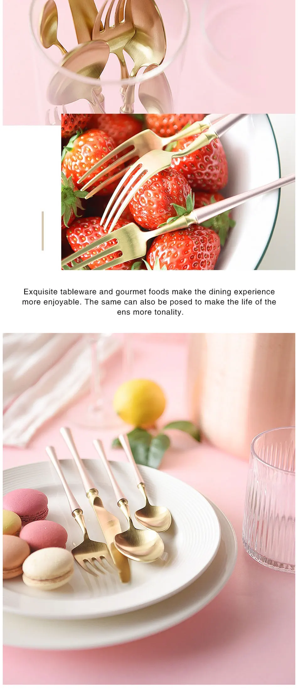 Retro Dinnerware Set Romantic Rose Gold Set Stainless Steel Plating Knife Fork Tableware Cutlery Western Food Set Home Decor