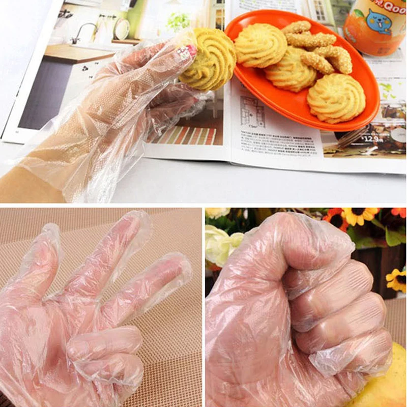 100pcs Plastic Disposable Gloves Transparent Eco-friendly Gloves for Kitchen Catering Hygiene Restaurant BBQ Fruit Supplies