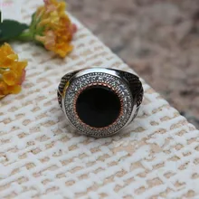 Ретро стиль красный черный эллиптический натуральный камень S925 серебро мужское кольцо тайское модное серебро ювелирные изделия кольца для мужчин