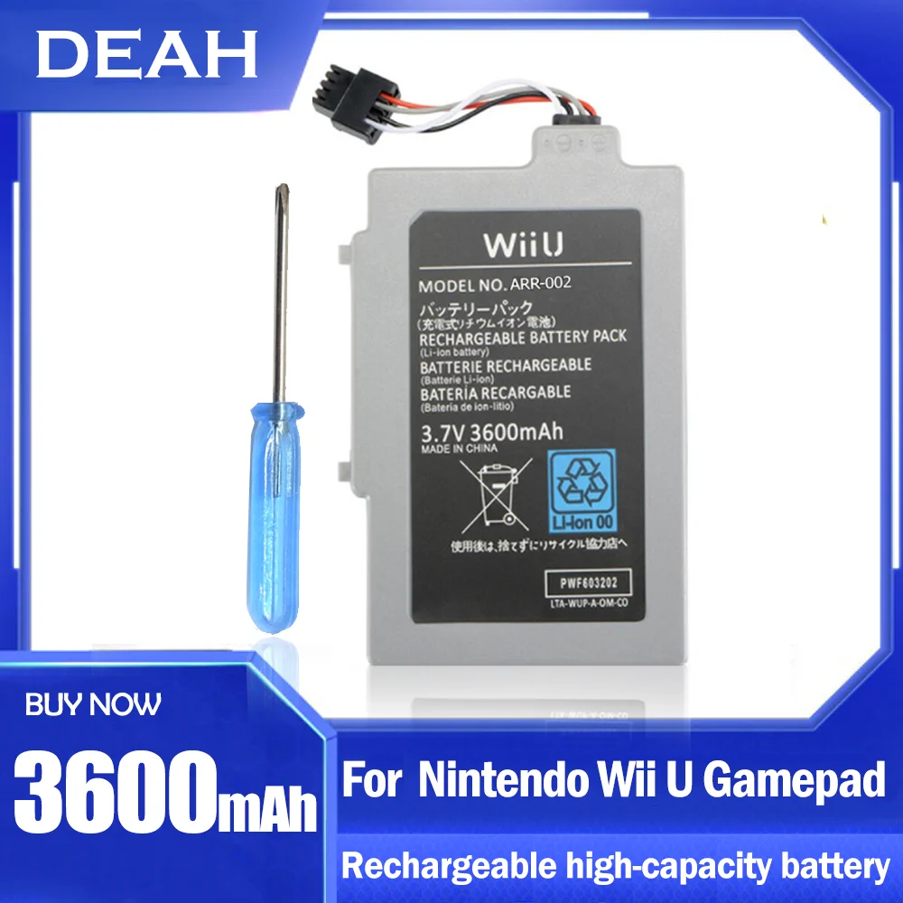 3.7v 3600mah Arr002 Rechargeable Battery Pack For Nintendo Wii U