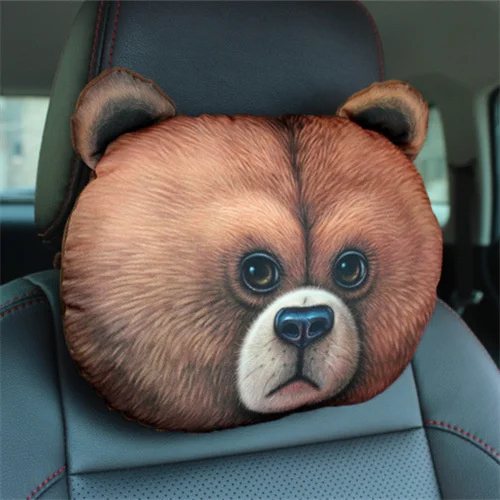 Neck Pillow 3D Dog Throw Pilows Cartoon Personality Creativity Husky Animal Head Car Headrest Cushion Plush Doll Gift Decor 